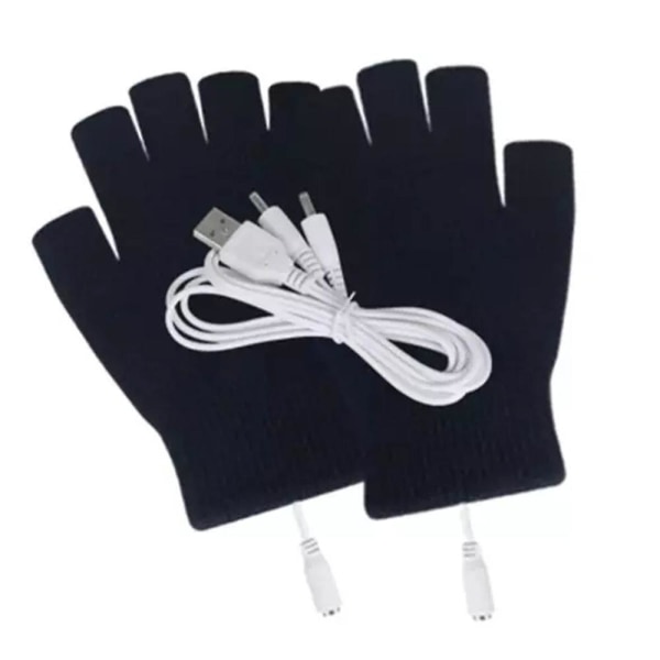 Unisex elektriska uppvärmda handskar varma USB uppladdningsbara isolerade thermal halvfinger värmevantar