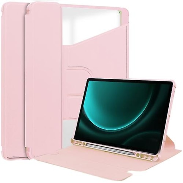 För Samsung Galaxy Tab S9 Fe+ 360 Rotation Transparent Smart Case Pink