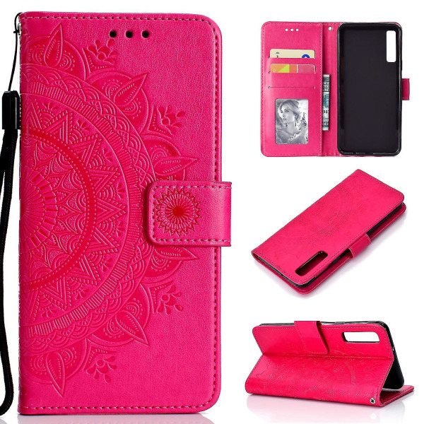 Plånbok med tryckt mandalamönster med flip-back- case för Samsung Galaxy A7/a750-lila Pink