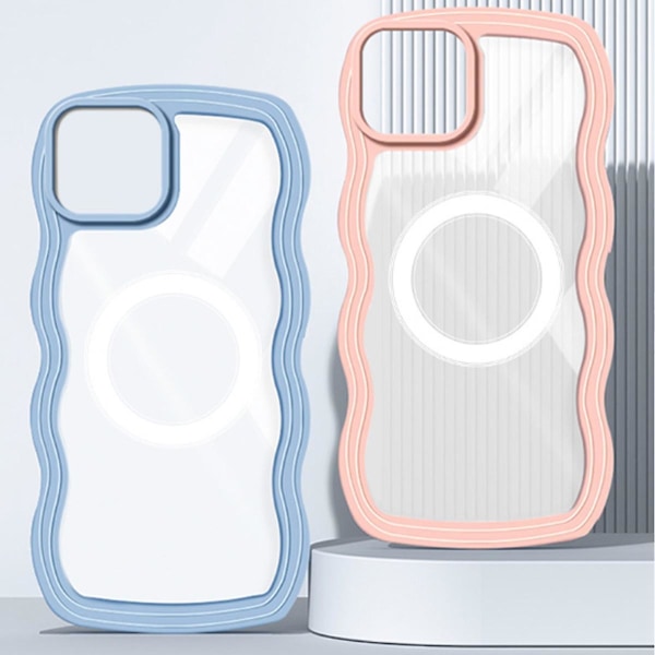 Magsafe- case kompatibelt med Iphone 15 Pro Max, Clear Wave Curved Design Soft Tpu + hård ram Stötsäkert cover för kvinnor Black For iPhone 15 Pro Max-15 Ultra