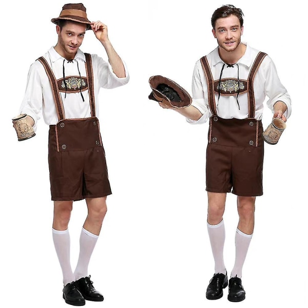 Vuxna Män Bayerska Lederhosen Tyska Oktoberfest Traditionella Shorts Beer Guy Medium Cosplay Kostym Fancy Dress Tmall 2XL