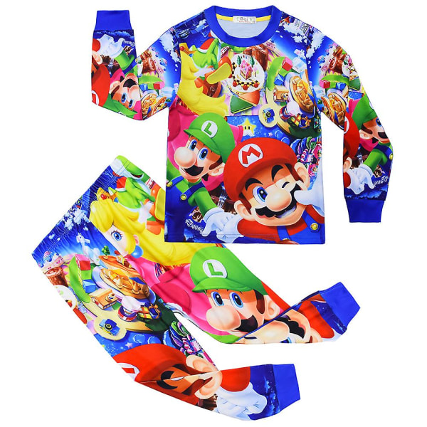 4-9 år Barn Super Mario Bros Pyjamas Set Pjs Sleepwear Pyjamas Outfits Presenter A 4-5Years