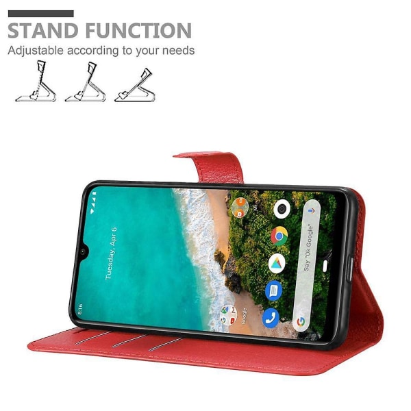 Xiaomi Mi A3 Cover Case Case - med kortplatser och stativfunktion CARMINE RED Mi A3