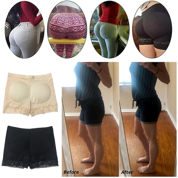 Kvinnor Butt Lifter Trosa Fake Butt Body Shaper Vadderade underkläder Lady Lift Bum Hög midja Magkontroll Höft Trosor Z L Beige