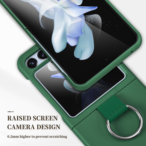 Stötsäkert smalt skyddande TPU- phone case för Samsung Galaxy Z Flip 5 med ringfingerögla Green