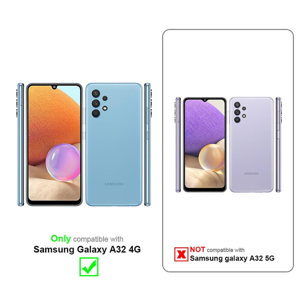 Samsung Galaxy A32 4G Cover Case Case - med blommönster och stativfunktion och kortplats FLORAL BLUE Galaxy A32 4G