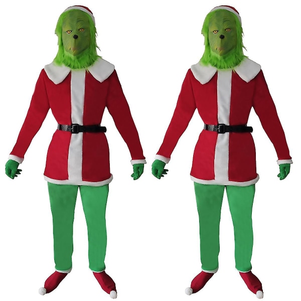 Vuxna män The Grinch Cosplay Costume Party Fancy Dress How Stole Set Outfit Tmall 2XL