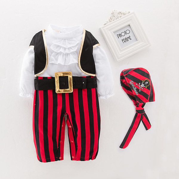 Piratkapten Cosplay Kostym Baby Romper Pojkar Bodysuits Jul Fancy Kläder Halloween Kostymer Barn Barn Jumpsuits D_ia 18M