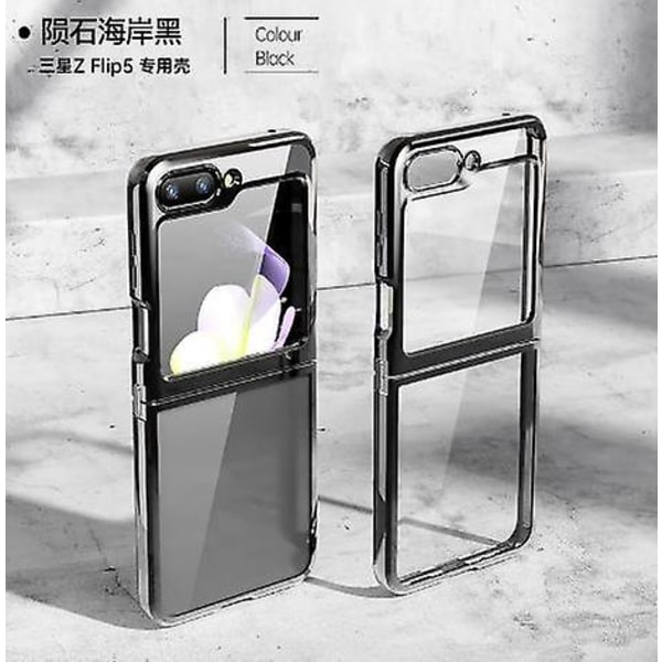 Klart case kompatibelt Samsung Galaxy Z Flip 5 med externt skärmskydd Z Flip 5 cover Black