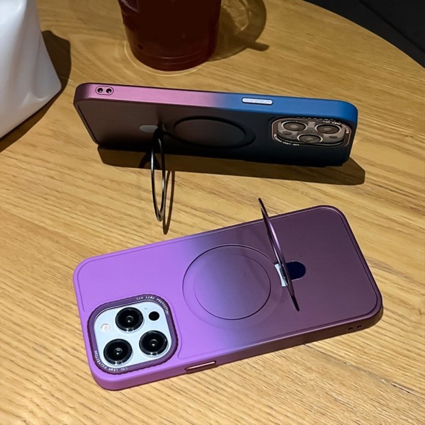 Gradient Color Magsafe Case Kompatibel med Iphone 15 Pro Max, Soft Tpu Anti-dropp Stötsäkert cover med magnetiskt osynligt stativ Purple-Red For iPhone 15 Pro Max