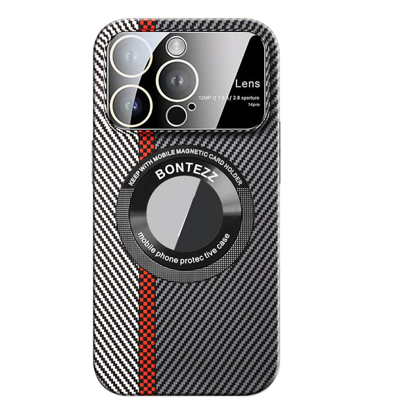 Case i kolfiber för Iphone 15 Pro Max, logotypvy Ultratunt tunt case med linsskydd, kompatibelt med Magsafe Silver-Black For iPhone 15 Pro Max