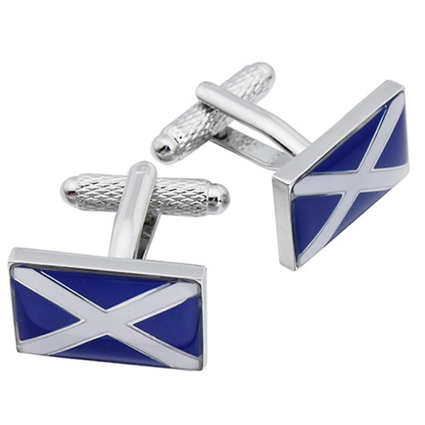 St Andrews Cross Manschettknappar från Onyx Art - Presentförpackning Skottland Skotsk Skottlands flagga