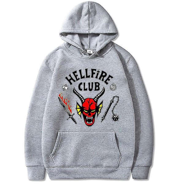 Stranger Things 4 Stranger Things S4 Hellfire Club T-shirt 3d Sweatshirt Vadderad hoodie Grey 3XL
