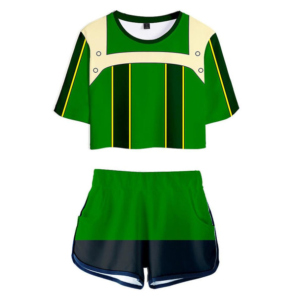 My Hero Academia Anime Outfit Kvinnor Cropped Top Korta Byxor Set Party Fancy Dress Up Kostym 2XL D