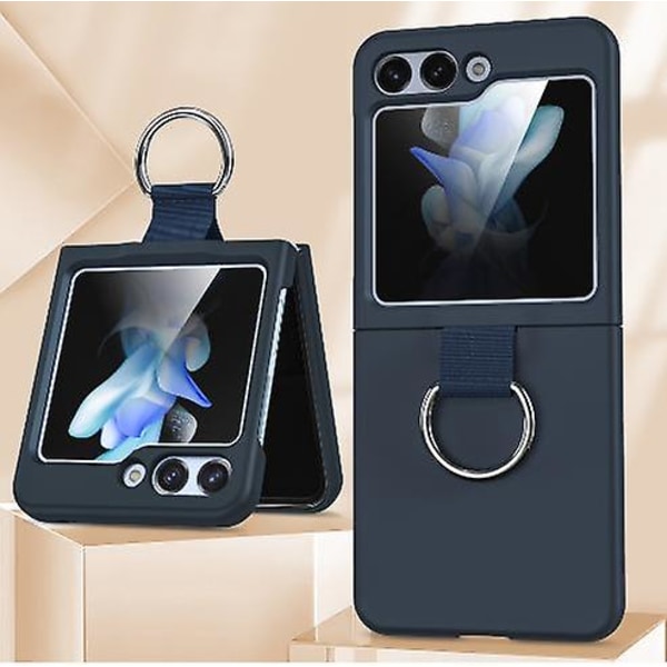 Stötsäkert smalt skyddande TPU- phone case för Samsung Galaxy Z Flip 5 med ringfingerögla Blue