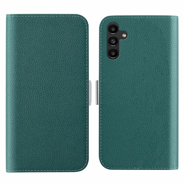 Stativ case för Samsung Galaxy A34 5G, Litchi PU Läder Candy Color Full Protection Cover Green