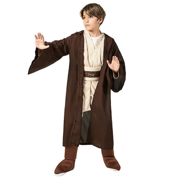 Star Wars Obi Wan Kenobi Jedi Kids Costume Classic Child Deluxe Jedi-dräkt med huva L(135-150CM)