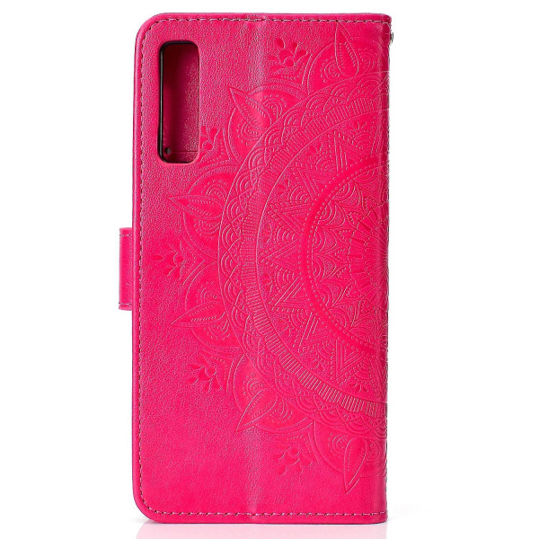Plånbok med tryckt mandalamönster med flip-back- case för Samsung Galaxy A7/a750-lila Pink