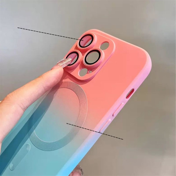 Gradient Color Magsafe- case kompatibelt med Iphone 15 Pro Max, Soft Tpu Slim anti-scratch Shockproof Cover Pink-Blue For iPhone 15 Pro Max