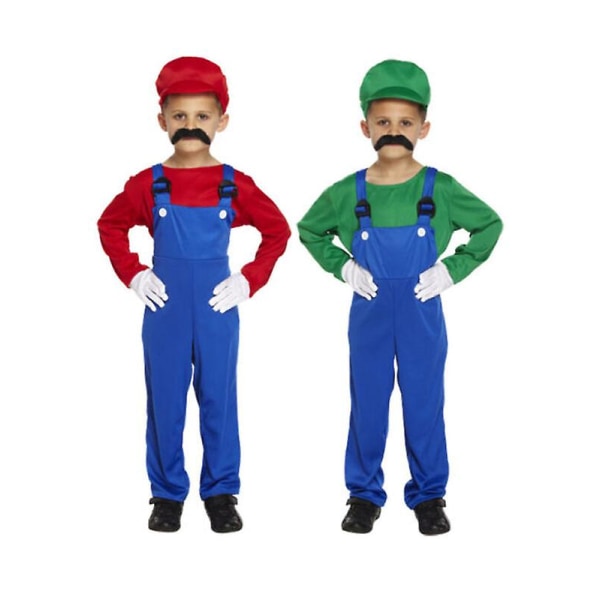 Barn Pojkar Super Mario och Luigi Bros Fancy Outfits Klänning Workman Rörmokare S(110-120CM) Green