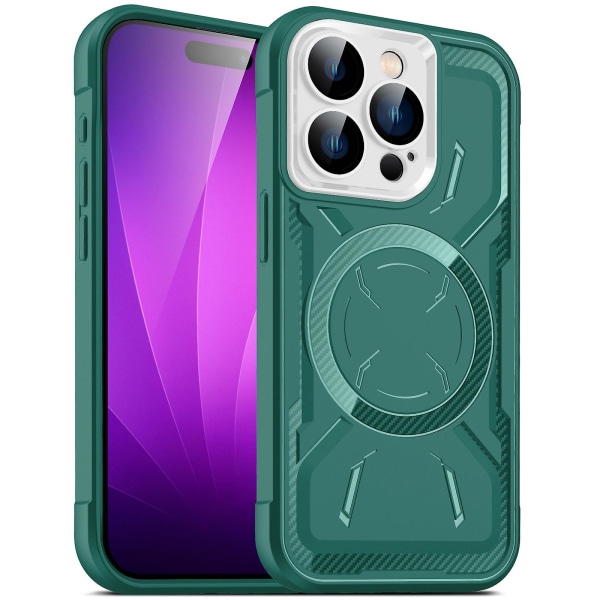 Magnetiskt Magsafe- case kompatibelt med Iphone 15 Pro Max, mjukt Tpu-stötsäkert cover med kameralinsskydd Green For iPhone 15 Pro Max