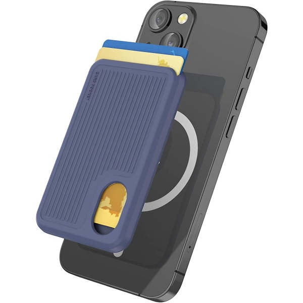 Korthållare för telefonbaksida för Magsafe Strong Magnetic Rfid Shielding Silikonplånbok kompatibel Iphone Blue