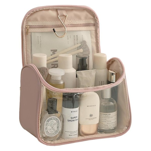 Transparent krok kosmetisk väska med stor kapacitet case, gjord av pvc pink