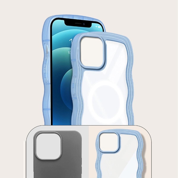 Magsafe Case Kompatibel med Iphone 15 Pro, Clear Wave Curved Design Soft Tpu + Hård Ram Stötsäkert cover för kvinnor Black For iPhone 15 Pro