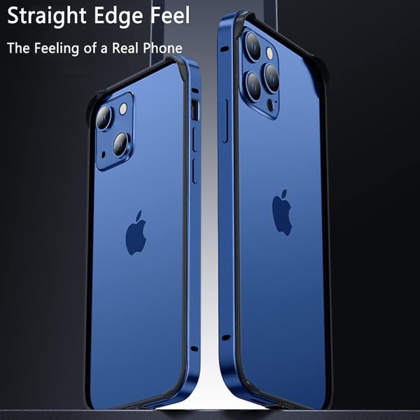 Aluminiumram Metall stötfångare Case Kompatibel Iphone 15 Pro Max/15 Pro/15 Plus med upphöjd kantskydd Blue iPhone 15 Plus