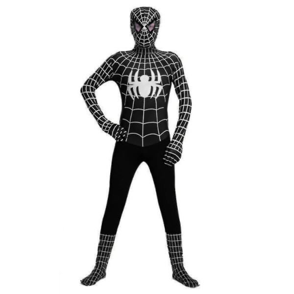 Vuxna Barn Halloween Svart Spiderman Cosplay Party Jumpsuit Fancy Dress Tmall 170-180cm