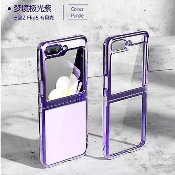 Klart case kompatibelt Samsung Galaxy Z Flip 5 med externt skärmskydd Z Flip 5 cover Purple