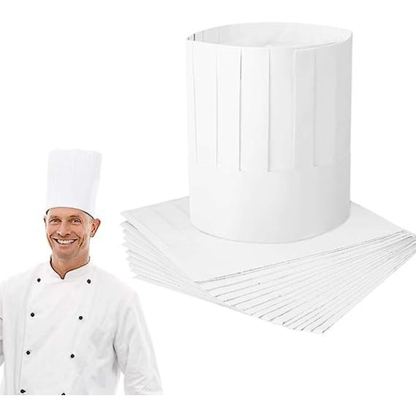20 st Disponibel Toque Papper Kock Hat Justerbar Vit Toque För Matlagning Kök Restaurang Bistro Bar Justerbar Storlek