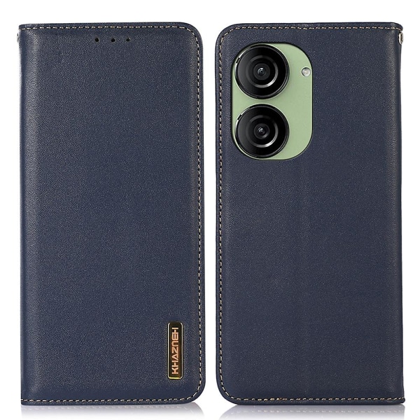 Rfid-blockerande phone case för Asus Zenfone 10 5g/zenfone 9 5g, Cover i äkta koläder Blue