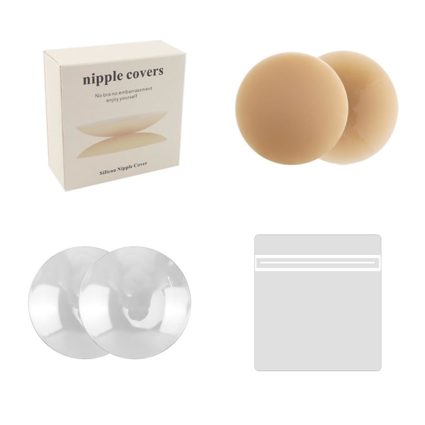 Självhäftande bröstvårtor Ultratunna kvinnor Återanvändbara och tvättbara silikoner cover tillverkade av premium silikon Dark color 10cm