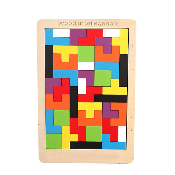 Färgglatt 3d-pussel trä Tangram matteleksaker Kubspel Barn Förskola Magination Former Pussel Pedagogisk leksak för barn C Colorful