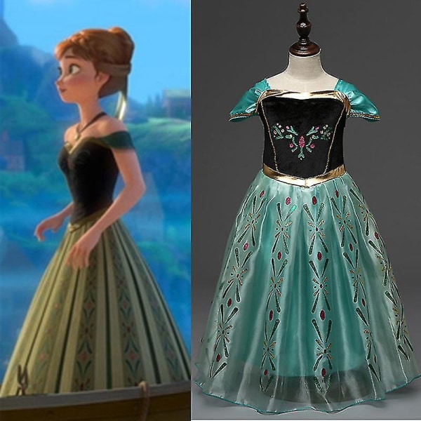 Frozen Anna Cosplay Kostym Flickor Barn Prinsess Fest Tyll Fancy Dress Tmall 4-5 Years