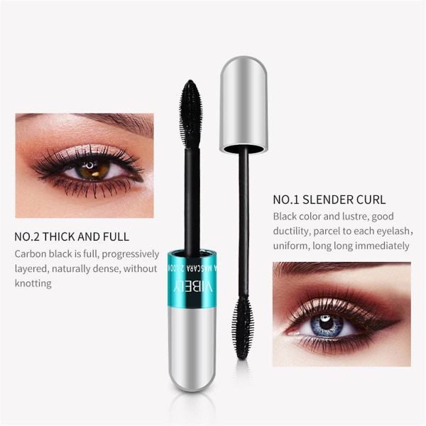 2 i 1 Vibely Mascara 5x längre vattentät kosmetika för naturlig förlängning och förtjockning Ingen klumpar 4d Silk Fiber Mascara 2Pcs