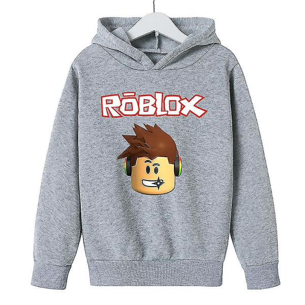 Roblox Barns Game Print Hoodie Sweater Set Sleeve Top gray 130cm