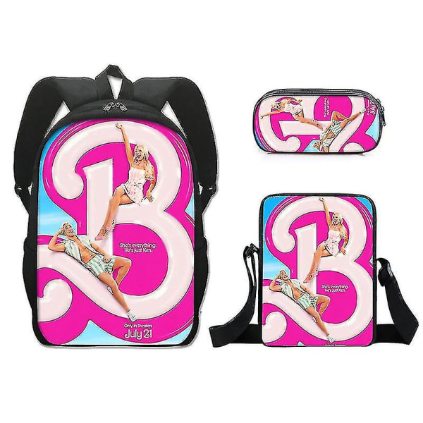 Barbie skolväska i tre set (pennväska + liten väska + ryggsäck) null none