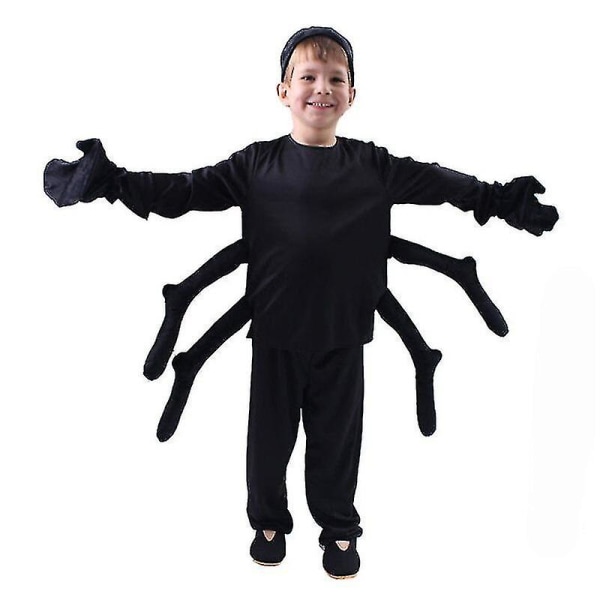 Barn Barn Svart Spider Kostym Tarantula Cosplay För Pojkar Flickor Halloween Purim Carnival Party M