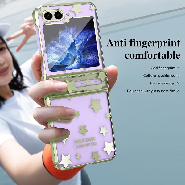 Clear Star Slim Thin Transparent Stötsäkert gångjärnsskydd för Samsung Galaxy Z Flip 5 Green