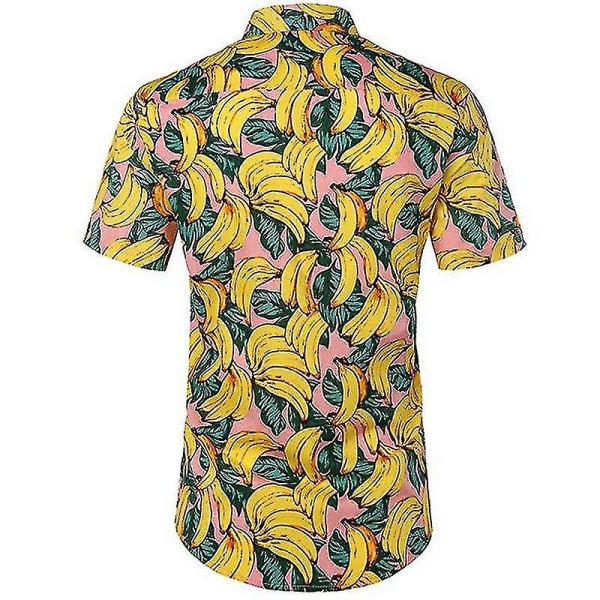 Män Hawaii Beach Shirt Holiday Aloha Summer Casual Kortärmad Button Up Shirts Toppar Banana Print 2XL
