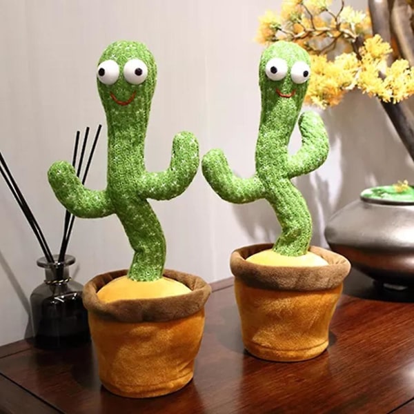 Dansande kaktus,talande kaktusleksak, danskaktushärmarleksak upprepar vad du säger, Elektronisk dans Sjungande kaktusleksak med ledljus USB -laddning