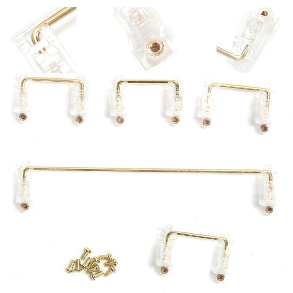 Mekanisk tangentbordsstabilisator med förgyllda skruvar Datortillbehör för DIY 61/64/87 (transparent)