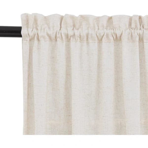 Beige hør køkkengardiner - bondegårds-cafégardiner (2 paneler)
