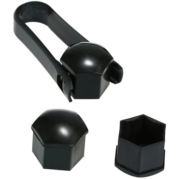 Universale hjulmutterhetter - 20 stk, svart, 21 mm