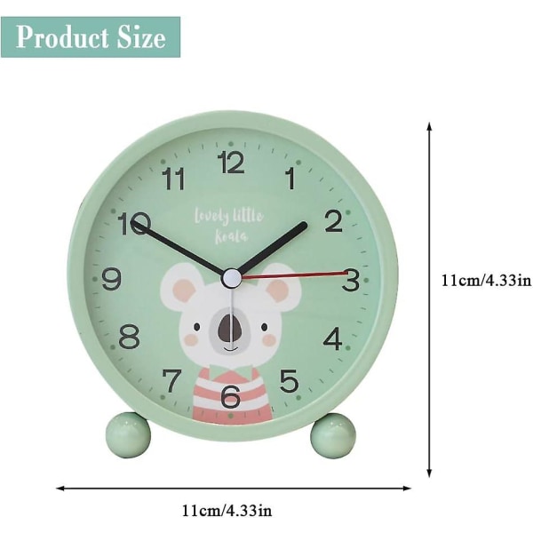 Børnevækkeur Sød tegneserie, ikke tikkende, udsæt studerende vækkeur med natlys Rejsevækkeur