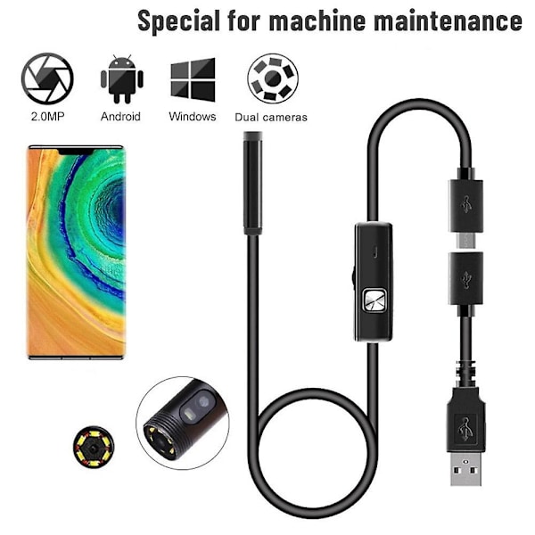 Hd Android Endoskop Micro-usb Typ-c 3 i 1 Boreskop För Otg Android Windows Pc 7mm Vattentät Smartphone Kamera Endoskop