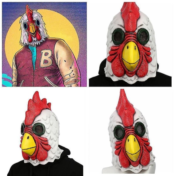 Richard Rooster Mask Hotline Miami Game Cosplay Prop Latex Halloween Mask Vuxen