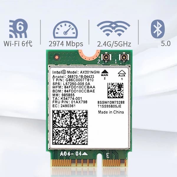 Wi-Fi 6 Ax201 M.2 Key E Cnvio 2 Dual-Band 3000Mbps Trådlös Nätverksadapter, stöder Bluetooth 5.0